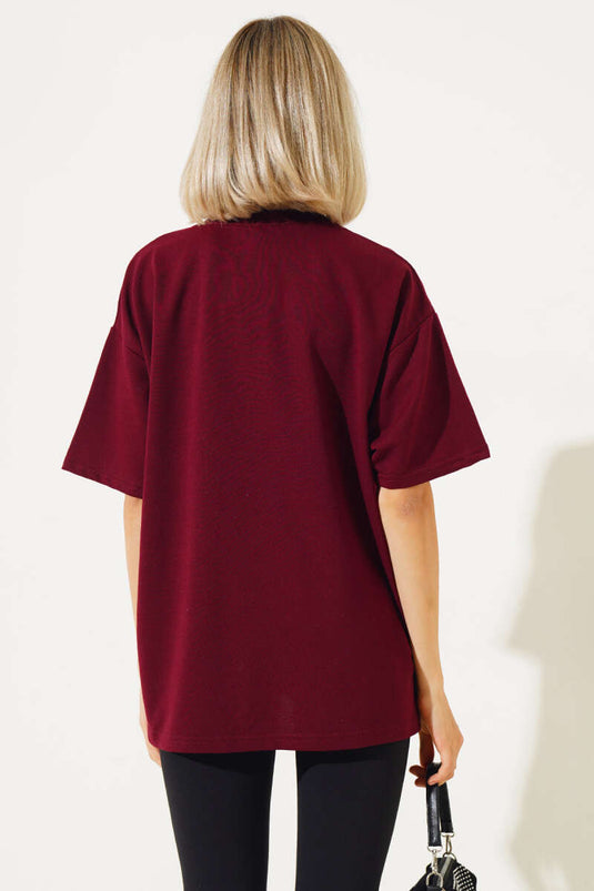 Oversized Basic Burgundy T-shirt