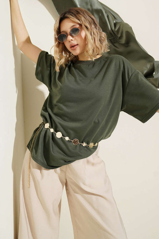 Oversize Basic T-shirt Haki