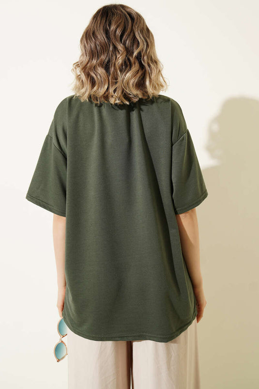 Oversize Basic T-shirt Haki