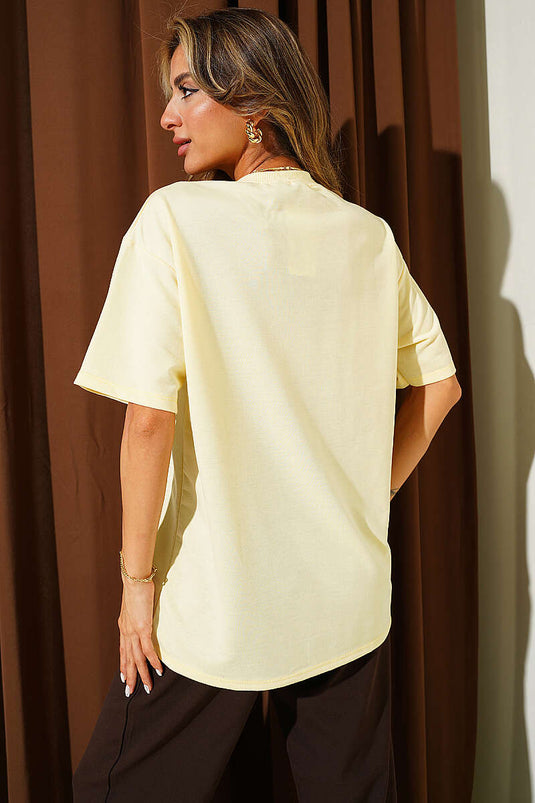 Oversize Basic T-shirt Sarı