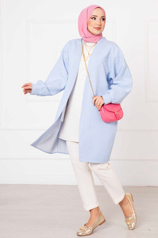 Veste Hijab Atlas avec Poches Latérales Bleu Bébé