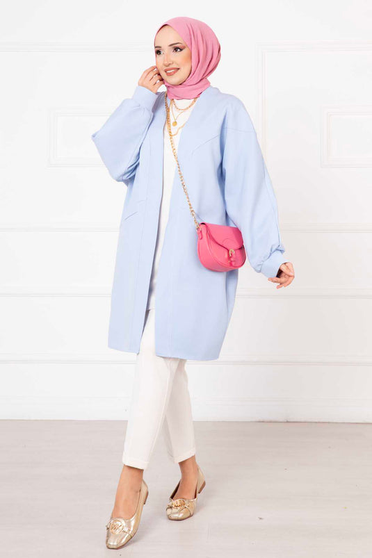 Veste Hijab Atlas avec Poches Latérales Bleu Bébé