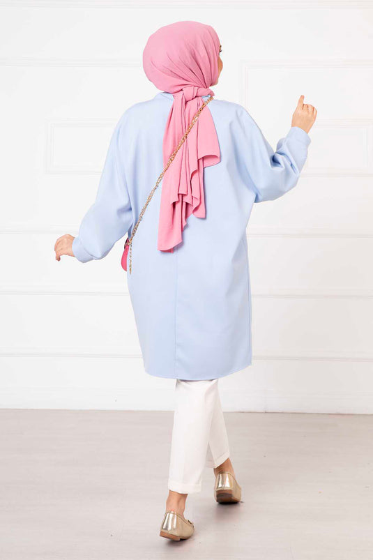 Veste Hijab Atlas avec Poches Latérales Bleu Bébé