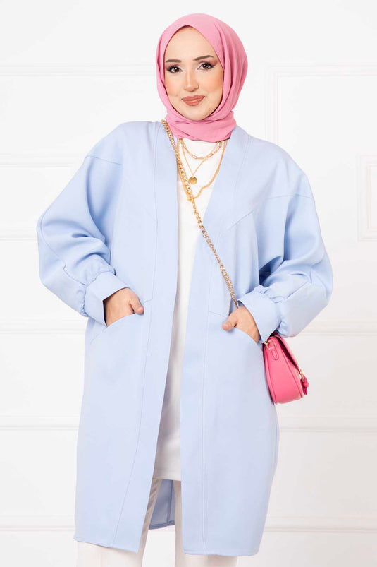 Veste Hijab Atlas avec Poches Latérales Bleu Bébé