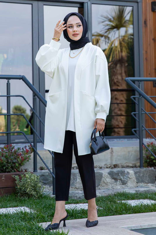 Veste Hijab Atlas avec poches latérales blanche