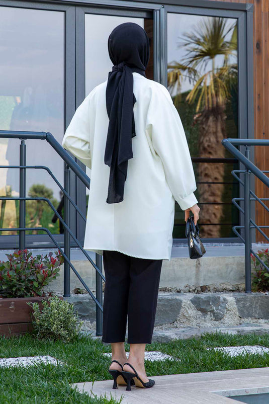 Veste Hijab Atlas avec poches latérales blanche