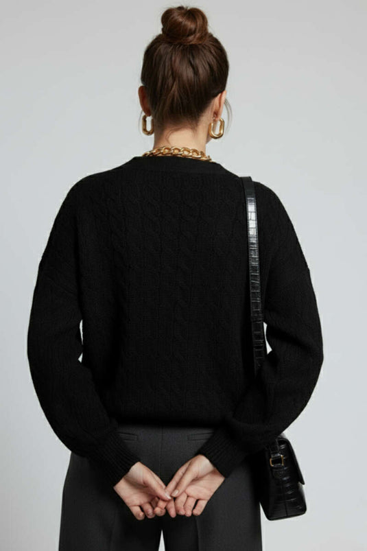 Gilet en maille noir oversize à poches