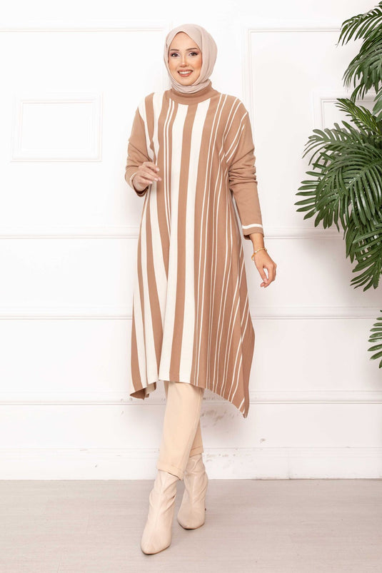 Tunique en tricot à rayures verticales oversize TEN