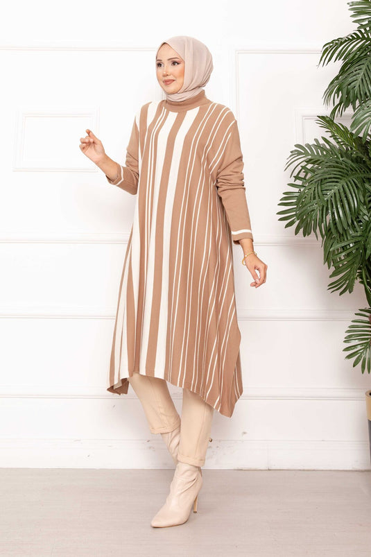 Oversize Vertical Striped Knit Tunic TEN