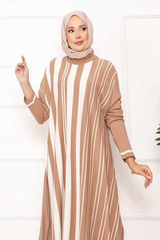 Oversize Vertical Striped Knit Tunic TEN