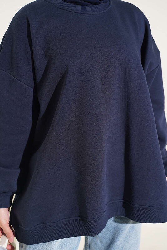 Oversized Navy Tunic With Drop Shoulders