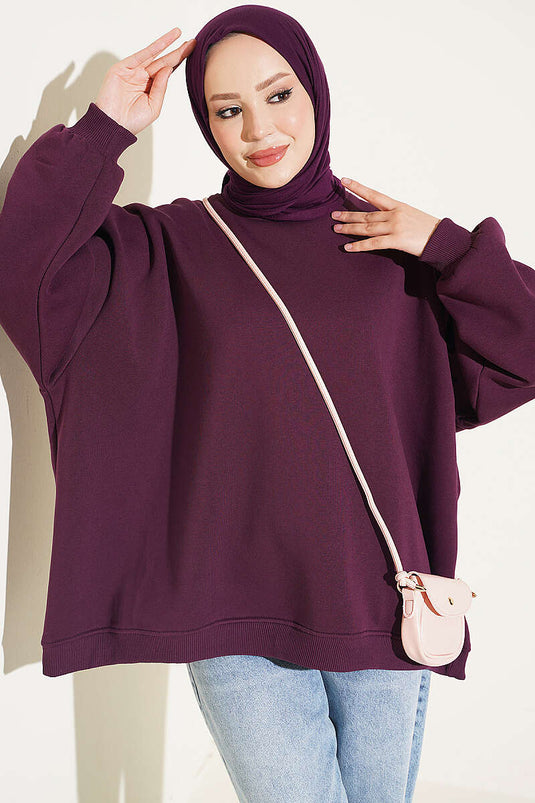 Oversized Tuniek Met Lage Schouder In Paars