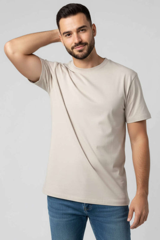 تيشيرت رجالي واسع بلون حجري