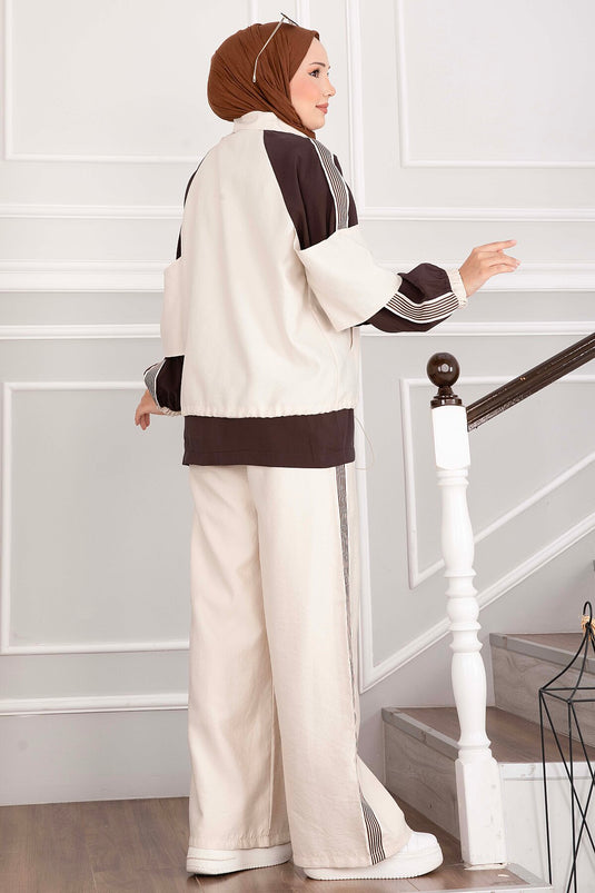 Ensemble Sportif Oversize Avec Fermeture En Beige