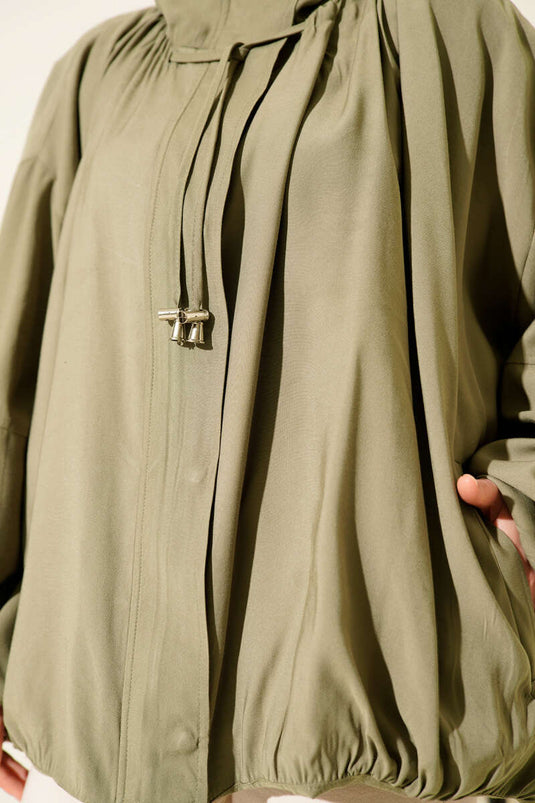 Oversize Zip-Up Jacket, Khaki