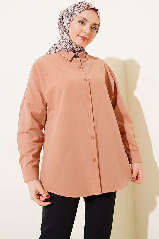 Oversize-Hemd Camel