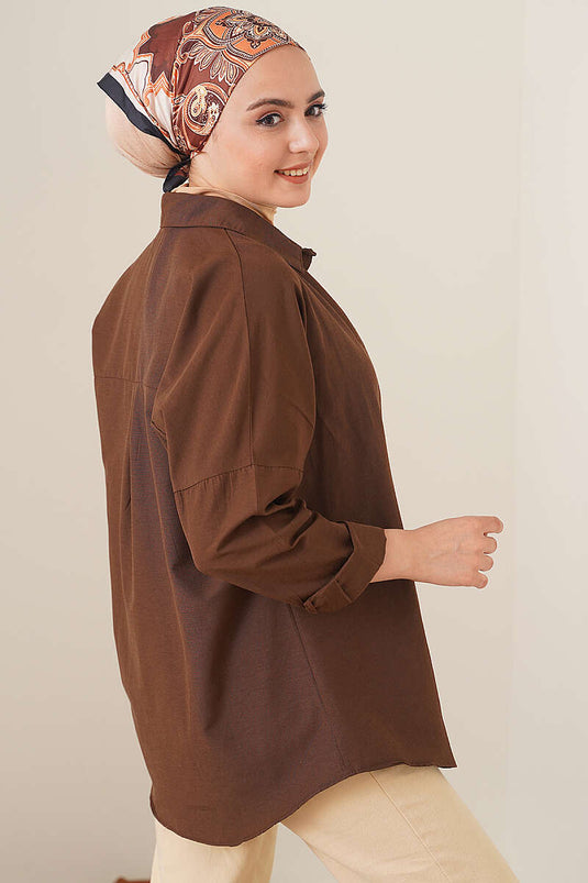 Chemise oversize café