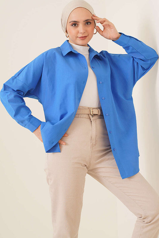 Chemise oversize bleu saphir