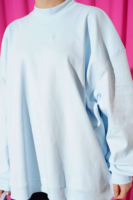 Túnica Básica Oversize De Interlock Azul Hielo
