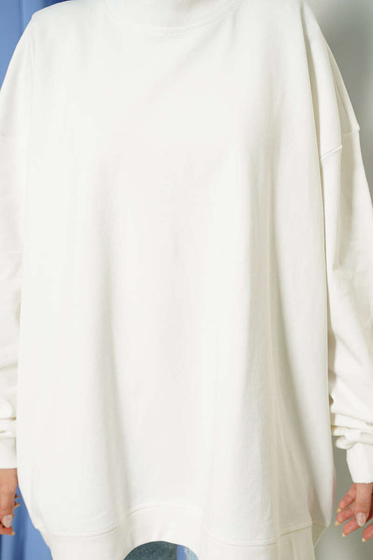 Oversized Basic Tunika Aus Interlock Ecru