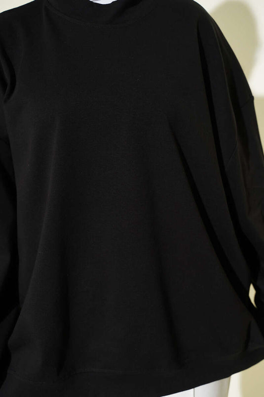 Oversized Interlock Basic Tunic Black