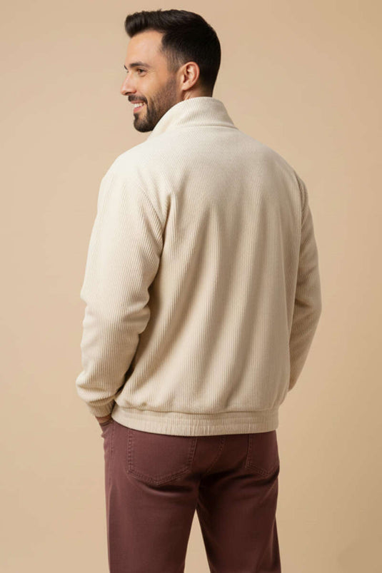 Oversized Velvet Men's Coat Beige