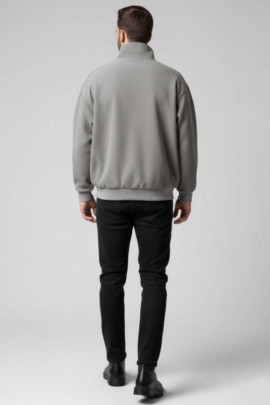 معطف رجالي كبير الحجم من المخمل الرمادي