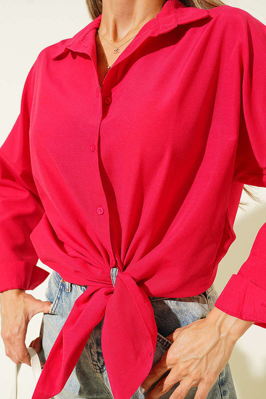 Oversize Kalıp Basic Gömlek Alizarin