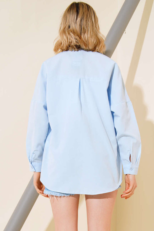 Camicia Basic Oversize Taglio Freddo Azzurro