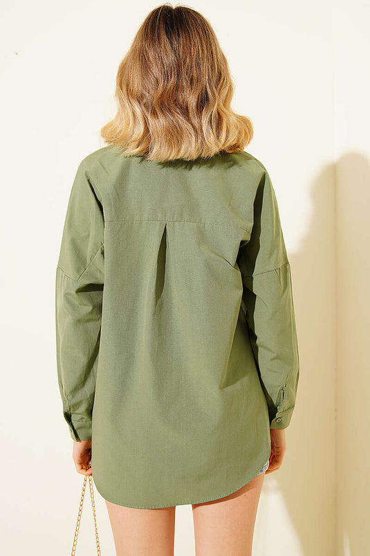 Chemise basique oversize couleur vert avocat