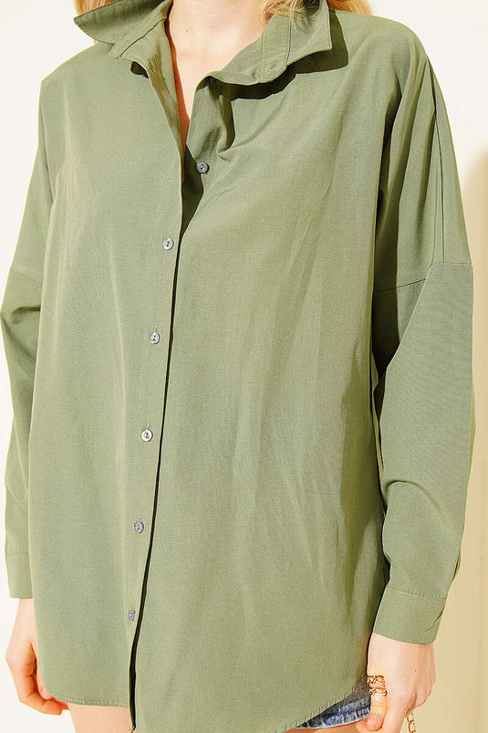 Chemise basique oversize couleur vert avocat