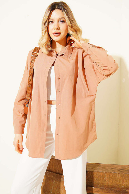 Oversized Fit Basic Shirt Camel