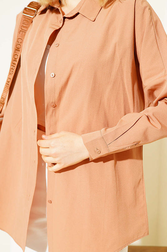 Oversized Fit Basic Shirt Camel