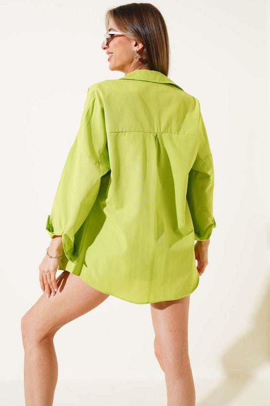 Oversize-Basic-Hemd, Pastellgrün