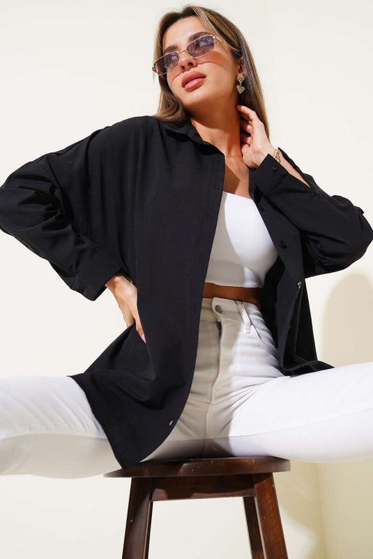 Schwarzes Basic-Shirt in Übergröße