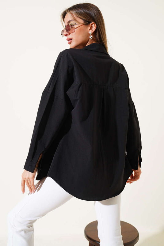 Schwarzes Basic-Shirt in Übergröße