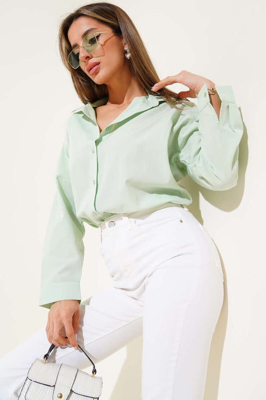 Oversize Basic Shirt Aqua Green