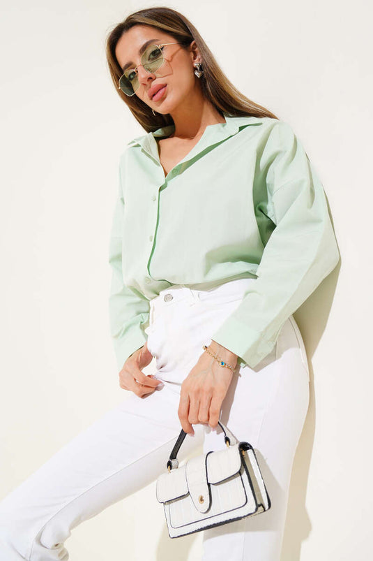 Oversize Basic Shirt Aqua Green