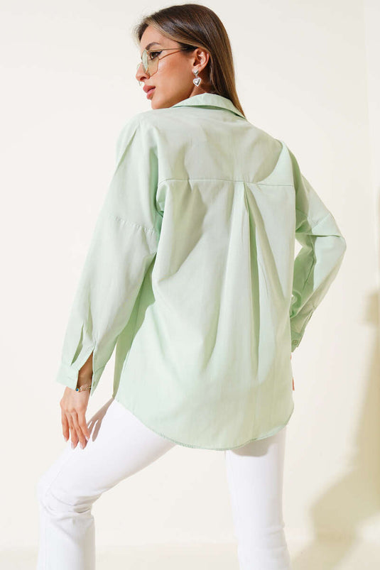 Oversize Basic Shirt Aqua Green