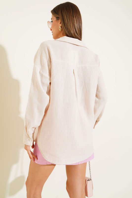 Oversize Muslin Shirt Beige