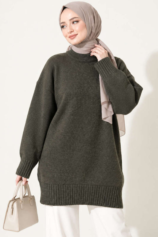 Tunique Tricot Oversize À Rayures Fumée