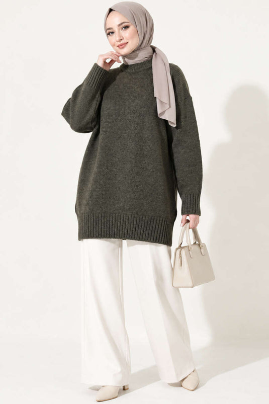 Tunique Tricot Oversize À Rayures Fumée
