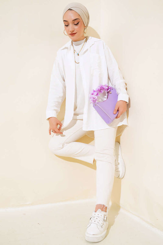 Oversize Single Pocket Shirt Ecru