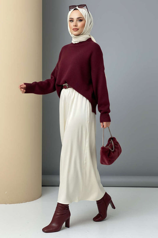 Oversize Knitted Sweater Burgundy