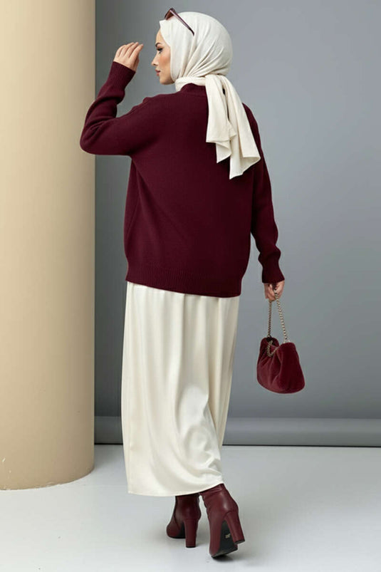 Oversize Knitted Sweater Burgundy