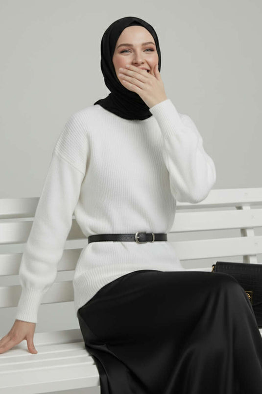 Pull oversize en maille écru