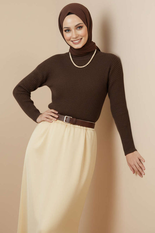 Pull en maille oversize marron