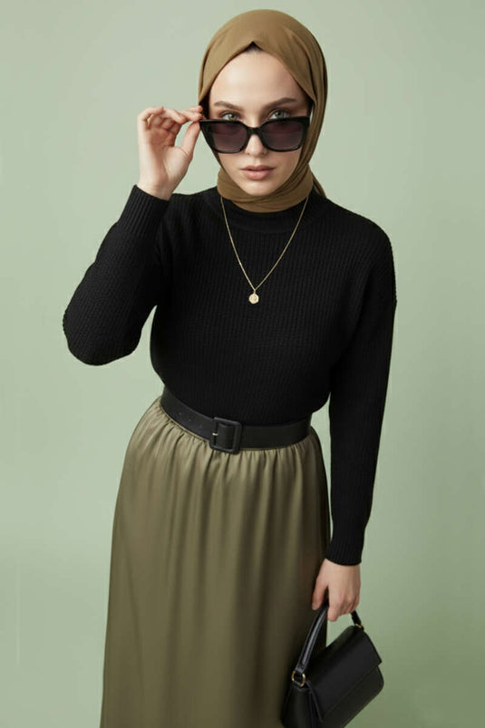 Oversize Triko Kazak Siyah