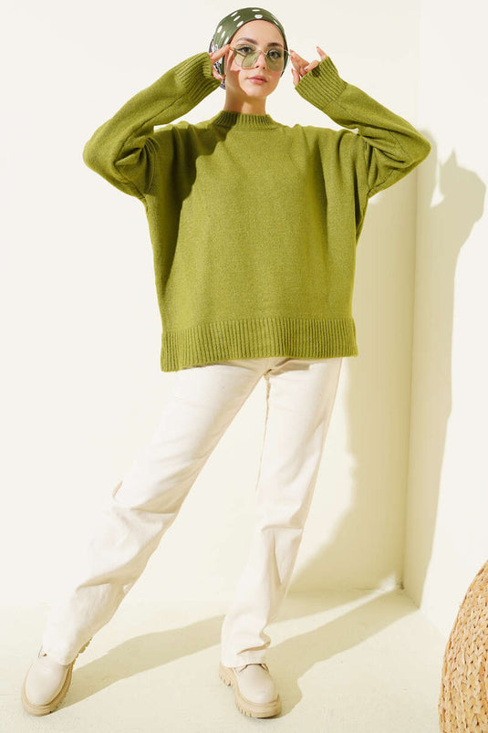 Pull oversize vert en maille