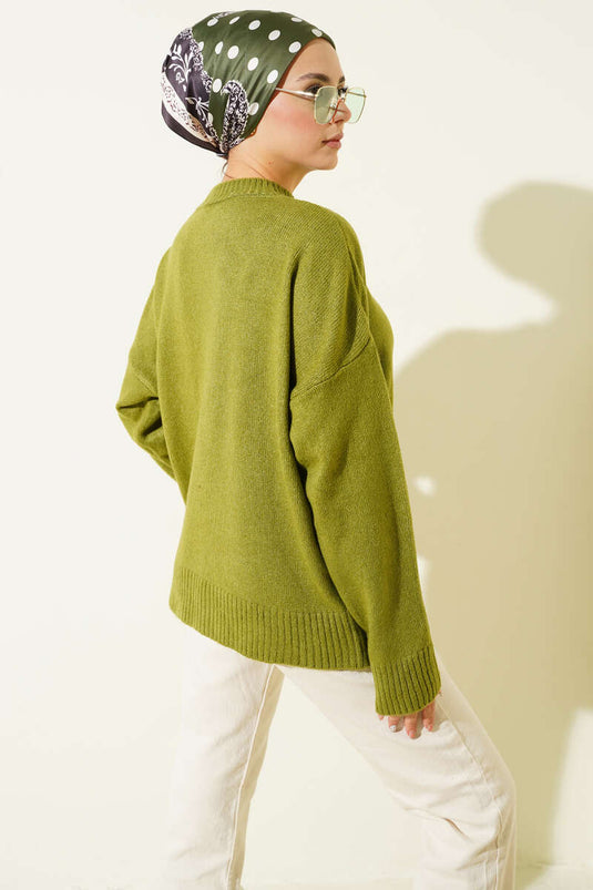 Pull oversize vert en maille